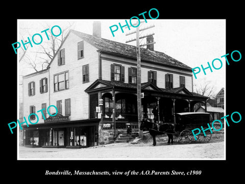 OLD LARGE HISTORIC PHOTO OF BONDSVILLE MASSACHUSETTS, THE PARENTS STORE c1900