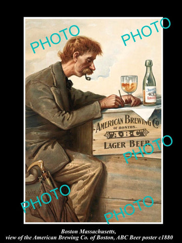 OLD LARGE HISTORIC PHOTO OF BOSTON MASSACHUSETTS AMERICAN BREWING Co POSTER 1880