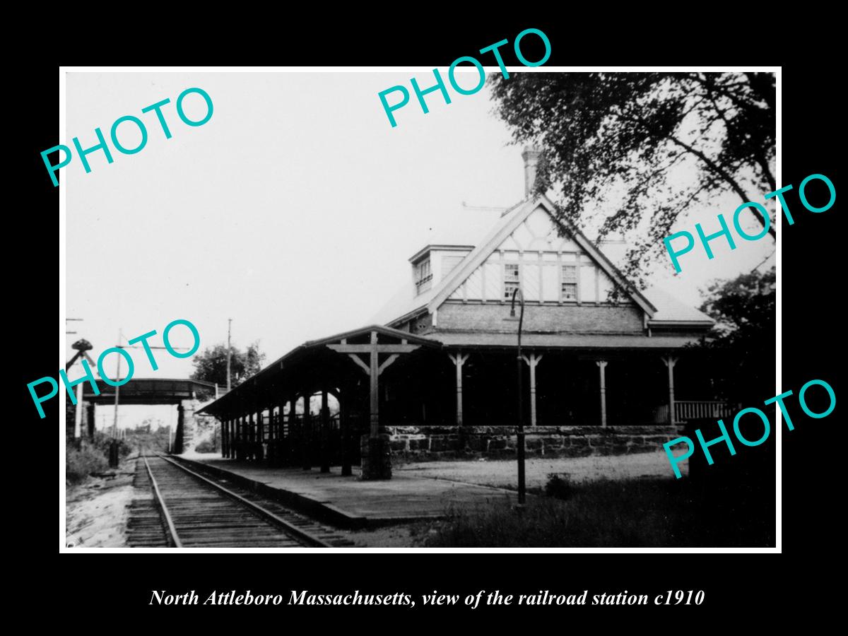 OLD LARGE HISTORIC PHOTO OF NORTH ATTLEBORO MASSACHUSETTS RAILROAD STATION c1910