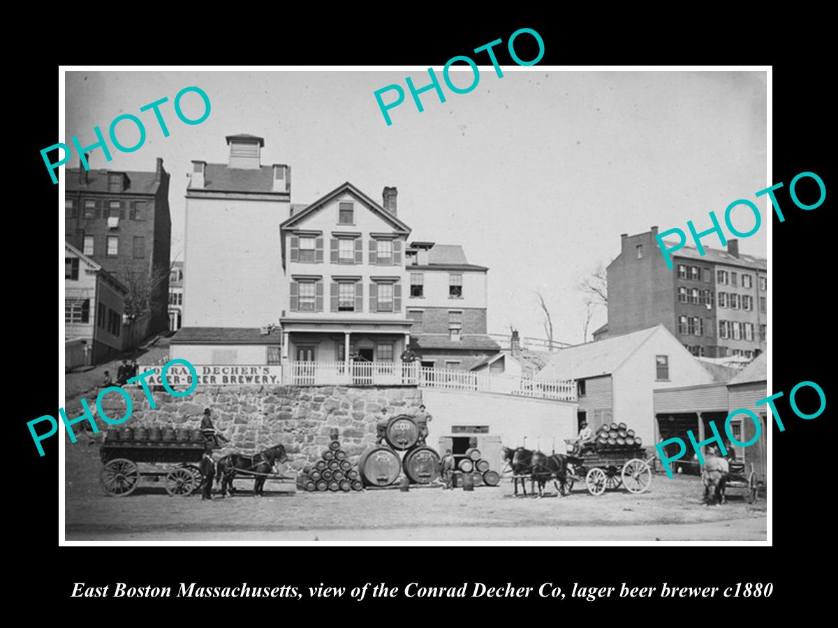 OLD LARGE HISTORIC PHOTO OF BOSTON MASSACHUSETTS, THE CONRAD DECHER BREWERY 1880