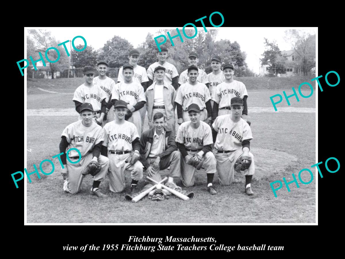 OLD LARGE HISTORIC PHOTO OF FITCHBURG MASSACHUSETTS, THE BASEBALL TEAM c1955