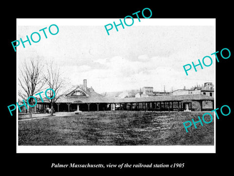 OLD LARGE HISTORIC PHOTO OF PALMER MASSACHUSETTS, THE RAILROAD STATION c1905