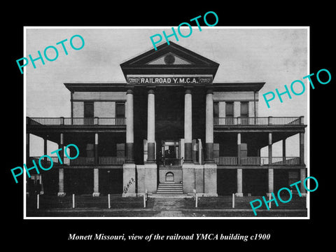 OLD LARGE HISTORIC PHOTO OF MONETT MISSOURI, THE YMCA RAILROAD BUILDING c1900