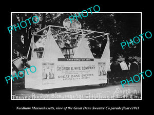 OLD LARGE HISTORIC PHOTO OF NEEDHAM MASSACHUSETTS, GREAT DANE SWEATER Co c1911