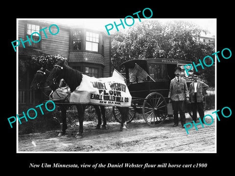 OLD LARGE HISTORIC PHOTO OF NEW ULM MINNESOTA, THE WEBSTER FLOUR MILL WAGON 1900