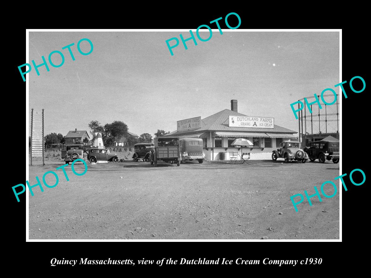 OLD LARGE HISTORIC PHOTO OF QUINCY MASSACHUSETTS, DUTCHLAND ICE CREAM Co c1930