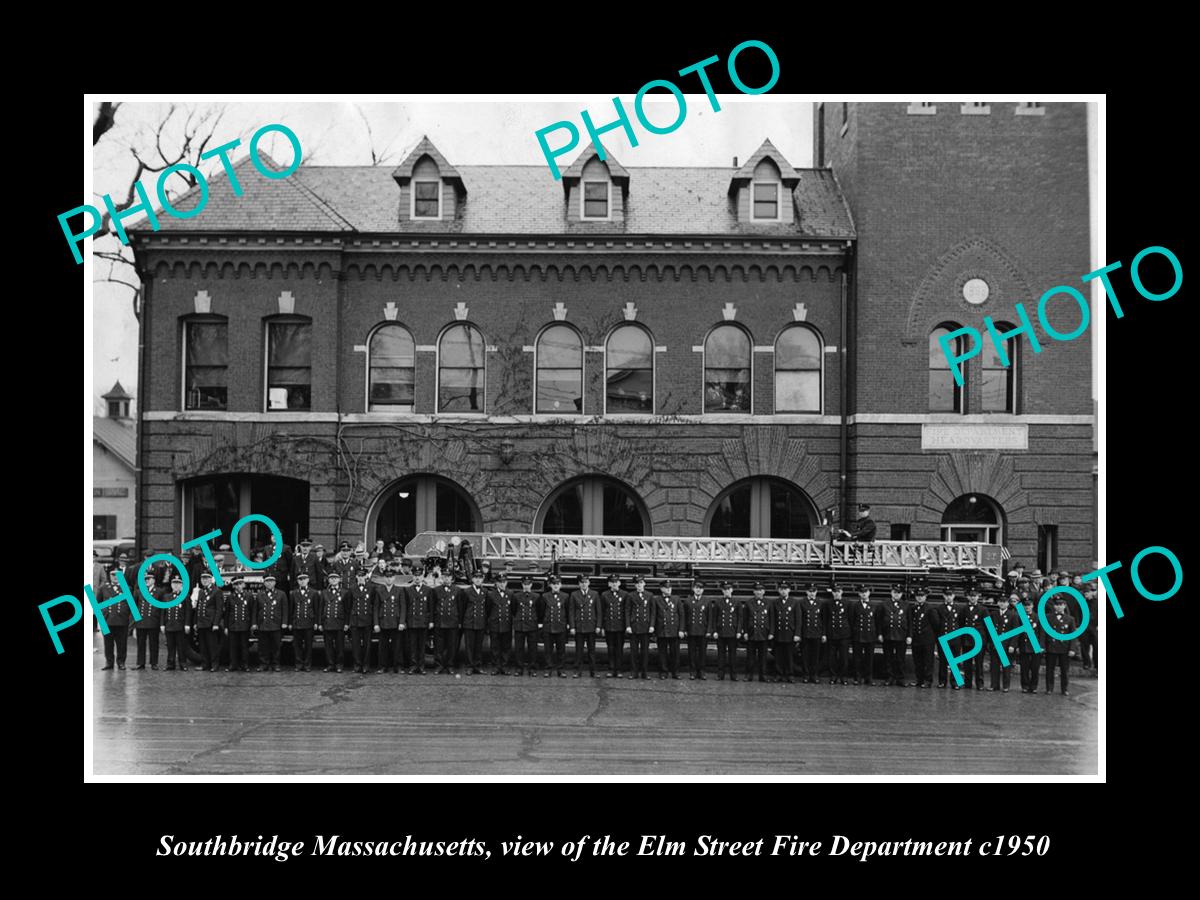 OLD HISTORIC PHOTO OF SOUTHBRIDGE MASSACHUSETTS ELM St FIRE DEPARTMENT c1950