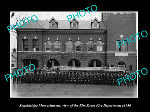 OLD HISTORIC PHOTO OF SOUTHBRIDGE MASSACHUSETTS ELM St FIRE DEPARTMENT c1950