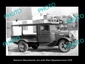 OLD LARGE HISTORIC PHOTO OF WATERTOWN MASSACHUSETTS, WATER DEPT TRUCK c1920 1