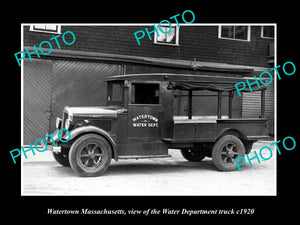 OLD LARGE HISTORIC PHOTO OF WATERTOWN MASSACHUSETTS, WATER DEPT TRUCK c1920 2