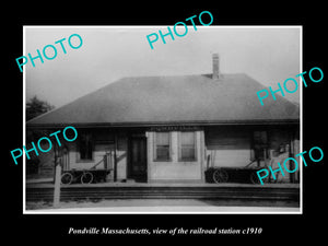 OLD LARGE HISTORIC PHOTO OF PONDVILLE MASSACHUSETTS, THE RAILROAD STATION c1910