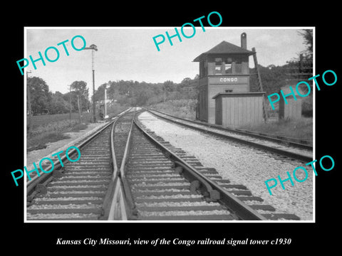 OLD HISTORIC PHOTO OF KANSAS CITY MISSOURI, THE CONGO RAILROAD SIGNAL TOWER 1930