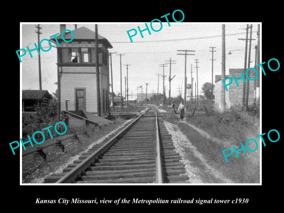 OLD HISTORIC PHOTO OF KANSAS CITY MISSOURI, THE METRO RAILROAD SIGNAL TOWER 1930