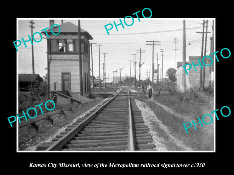 OLD HISTORIC PHOTO OF KANSAS CITY MISSOURI, THE METRO RAILROAD SIGNAL TOWER 1930