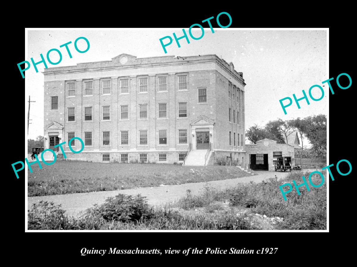 OLD LARGE HISTORIC PHOTO OF QUINCY MASSACHUSETTS, THE POLICE STATION c1927