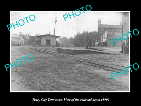 OLD LARGE HISTORIC PHOTO OF TRACY CITY TENNESSEE, THE RAILROAD STATION c1910