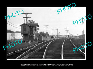 OLD HISTORIC PHOTO OF BAY HEAD NEW JERSEY, THE HJ RAILROAD SIGNAL TOWER c1930