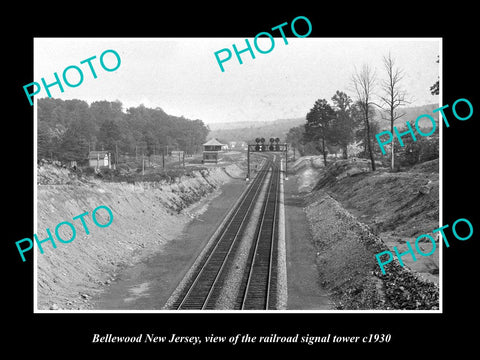 OLD HISTORIC PHOTO OF BELLEWOOD NEW JERSEY, THE RAILROAD SIGNAL TOWER c1930