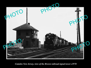 OLD HISTORIC PHOTO OF CAMDEN NEW JERSEY, THE BROWN RAILROAD SIGNAL TOWER c1970