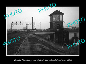 OLD HISTORIC PHOTO OF CAMDEN NEW JERSEY, THE CENTER RAILROAD SIGNAL TOWER c1960