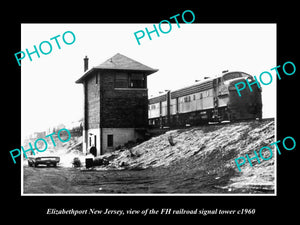 OLD HISTORIC PHOTO OF ELIZABETHPORT NEW JERSEY, FH RAILROAD SIGNAL TOWER c1960