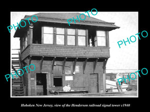 OLD HISTORIC PHOTO OF HOBOKEN NEW JERSEY, HENDERSON RAILROAD SIGNAL TOWER c1940