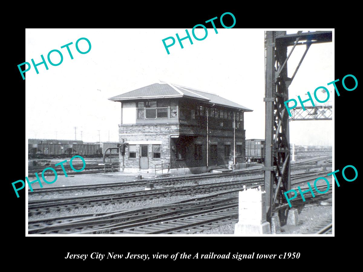 OLD HISTORIC PHOTO OF JERSEY CITY NEW JERSEY, THE A RAILROAD SIGNAL TOWER c1950