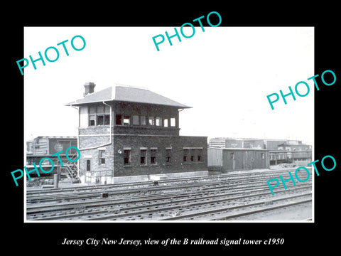 OLD HISTORIC PHOTO OF JERSEY CITY NEW JERSEY, THE B RAILROAD SIGNAL TOWER c1950