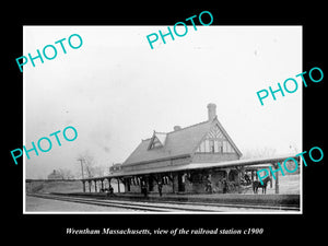 OLD LARGE HISTORIC PHOTO OF WRENTHAM MASSACHUSETTS, THE RAILROAD STATION c1900