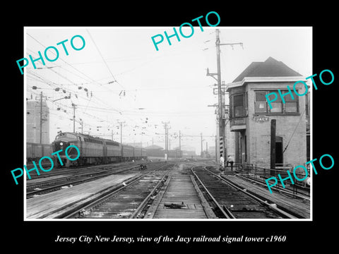 OLD HISTORIC PHOTO OF JERSEY CITY NEW JERSEY, JACY RAILROAD SIGNAL TOWER c1960