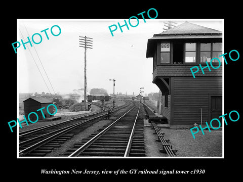 OLD HISTORIC PHOTO OF WASHINGTON NEW JERSEY, THE GY RAILROAD SIGNAL TOWER c1930