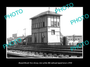 OLD HISTORIC PHOTO OF BOUND BROOK NEW JERSEY, THE RK RAILROAD SIGNAL TOWER c1950