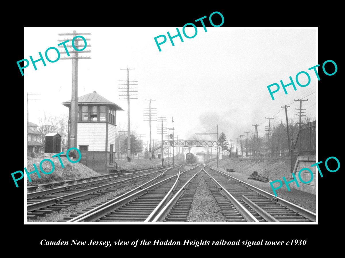 OLD HISTORIC PHOTO OF CAMDEN NEW JERSEY, H/HEIGHTS RAILROAD SIGNAL TOWER c1930