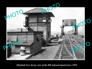 OLD HISTORIC PHOTO OF ELIZABETH NEW JERSEY, THE RH RAILROAD SIGNAL TOWER c1950