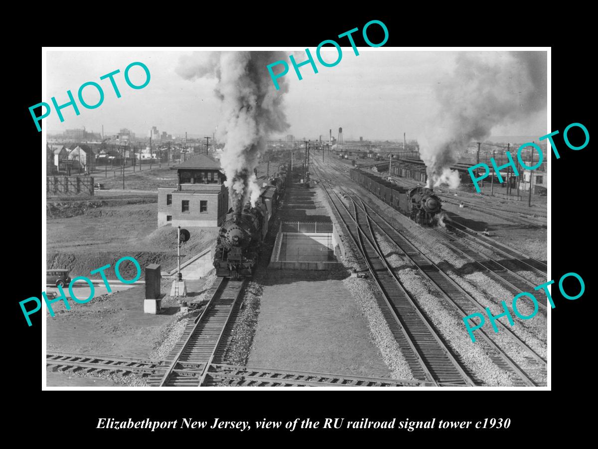 OLD HISTORIC PHOTO OF ELIZABETHPORT NEW JERSEY, RU RAILROAD SIGNAL TOWER c1930