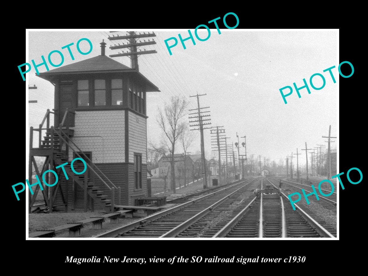 OLD HISTORIC PHOTO OF MAGNOLIA NEW JERSEY, THE SO RAILROAD SIGNAL TOWER c1930