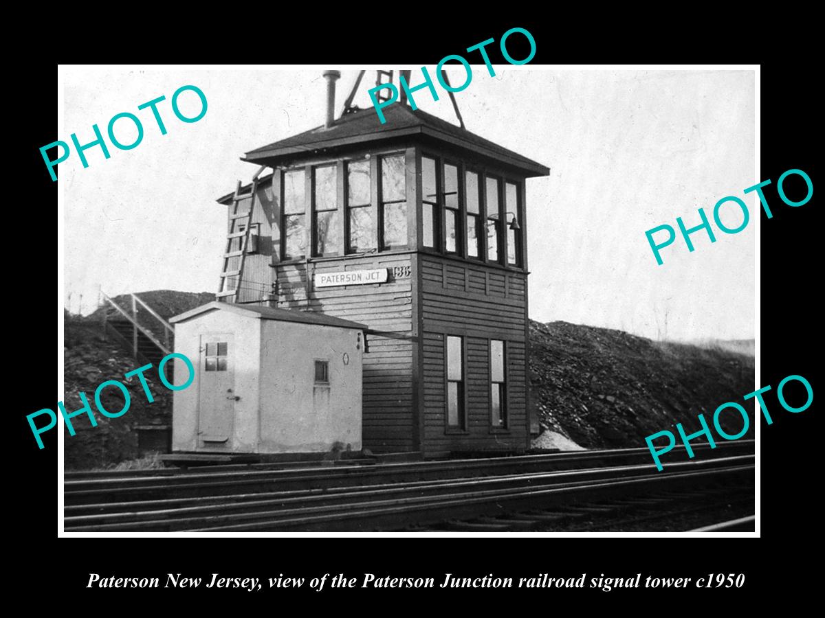 OLD HISTORIC PHOTO OF PATERSON NEW JERSEY, THE P/J RAILROAD SIGNAL TOWER c1950