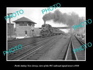 OLD HISTORIC PHOTO OF PERTH AMBOY NEW JERSEY, THE RAILROAD SIGNAL TOWER c1930