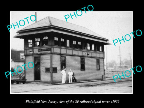 OLD HISTORIC PHOTO OF PLAINFIELD NEW JERSEY, THE SP RAILROAD SIGNAL TOWER c1950