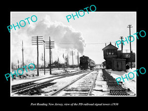 OLD HISTORIC PHOTO OF PORT READING NEW JERSEY, THE RAILROAD SIGNAL TOWER c1930