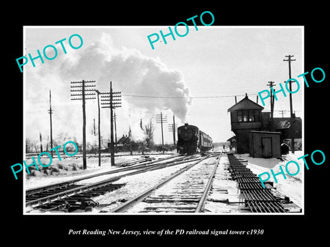 OLD HISTORIC PHOTO OF PORT READING NEW JERSEY, THE RAILROAD SIGNAL TOWER c1930