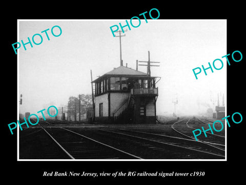 OLD HISTORIC PHOTO OF RED BANK NEW JERSEY, THE RG RAILROAD SIGNAL TOWER c1930