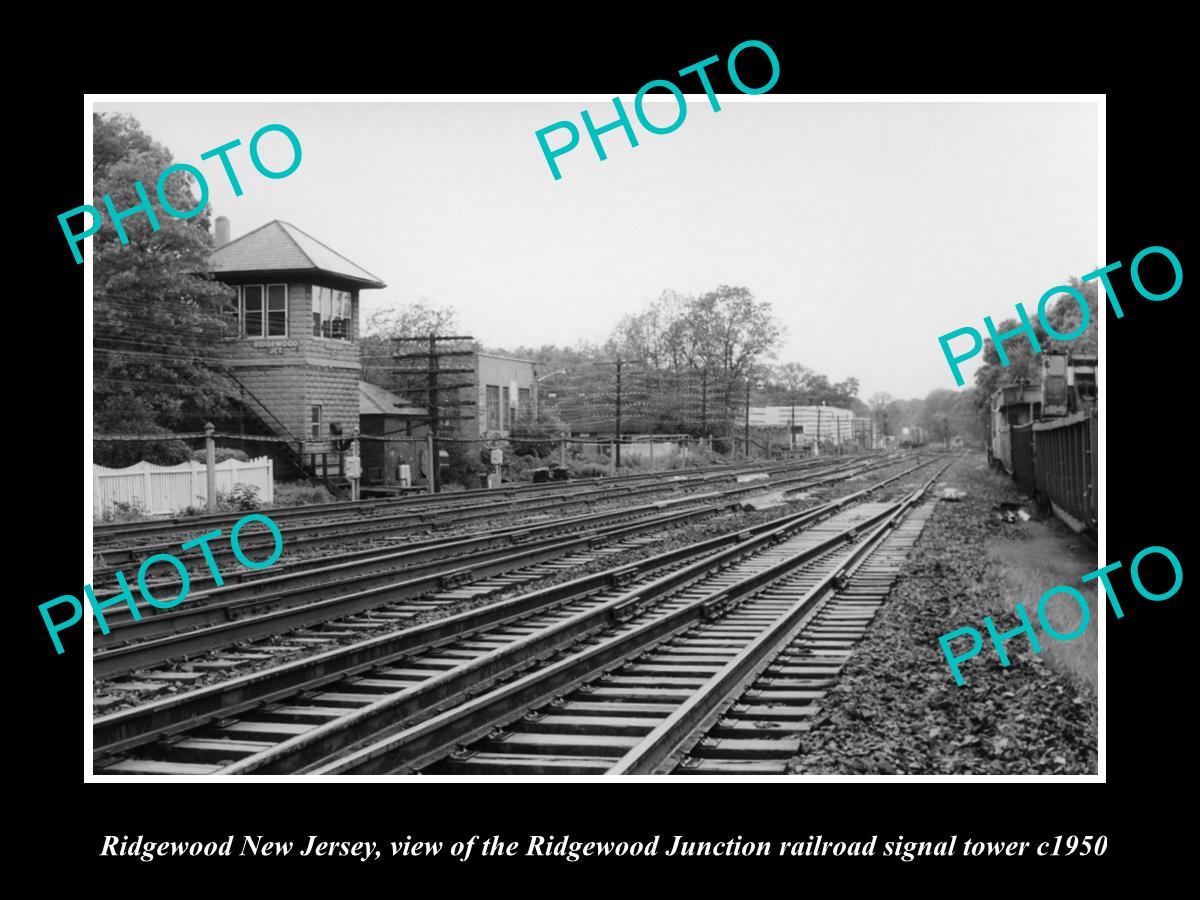 OLD HISTORIC PHOTO OF RIDGEWOOD NEW JERSEY, THE R/J RAILROAD SIGNAL TOWER c1950