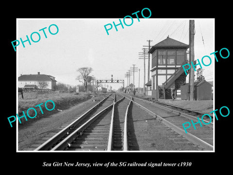 OLD HISTORIC PHOTO OF SEA GIRT NEW JERSEY, THE SG RAILROAD SIGNAL TOWER c1930