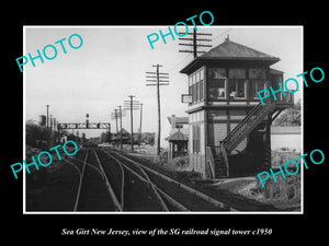 OLD HISTORIC PHOTO OF SEA GIRT NEW JERSEY, THE SG RAILROAD SIGNAL TOWER c1950