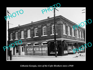 OLD LARGE HISTORIC PHOTO OF LITHONIA GEORGIA, THE COFER BROTHERS STORE c1940