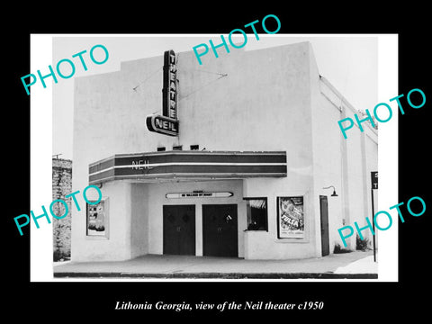 OLD LARGE HISTORIC PHOTO OF LITHONIA GEORGIA, VIEW OF THE NEIL THEATER c1950