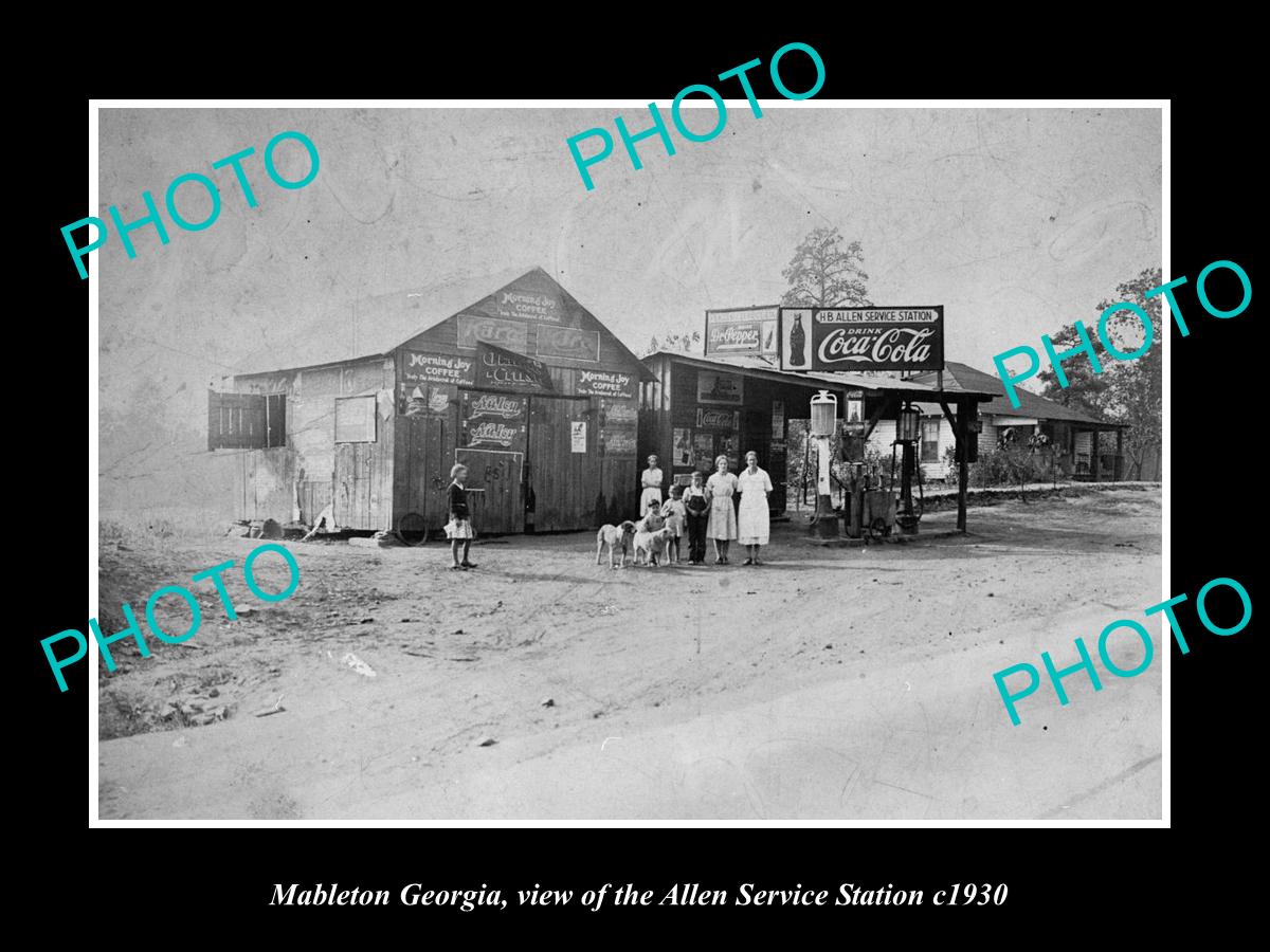 OLD LARGE HISTORIC PHOTO OF MABLETON GEORGIA, THE ALLEN SERVICE STATION c1930