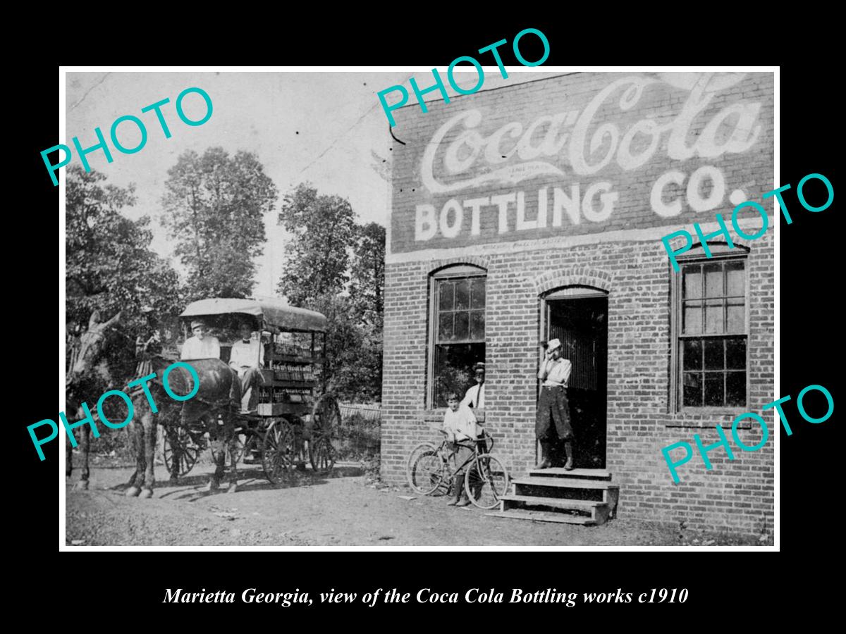 OLD LARGE HISTORIC PHOTO OF MARIETTA GEORGIA, THE COCA COLA BOTTLING WORKS c1910