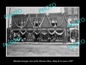 OLD LARGE HISTORIC PHOTO OF MARIETTA GEORGIA, THE FLORENCE & KING STORES c1907